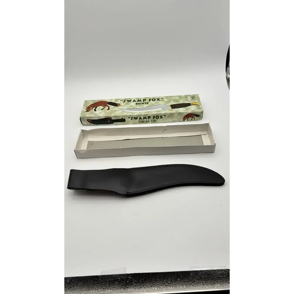 Swamp Fox 15.5” Bowie Knife Wood Handle NIB W/sheath VG Condition. Cool Look.